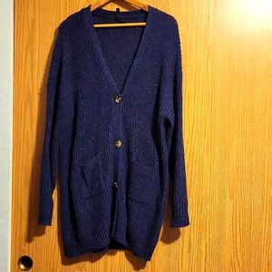 FREE FORALL WOMEN'S DARK BLUE LONG OVERSIZED CARDIGAN. L/XL